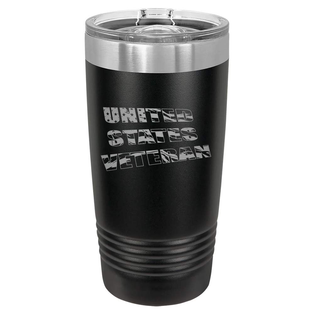 Flag Veteran - Polar Camel Ringneck Tumbler with Slider Lid - Black