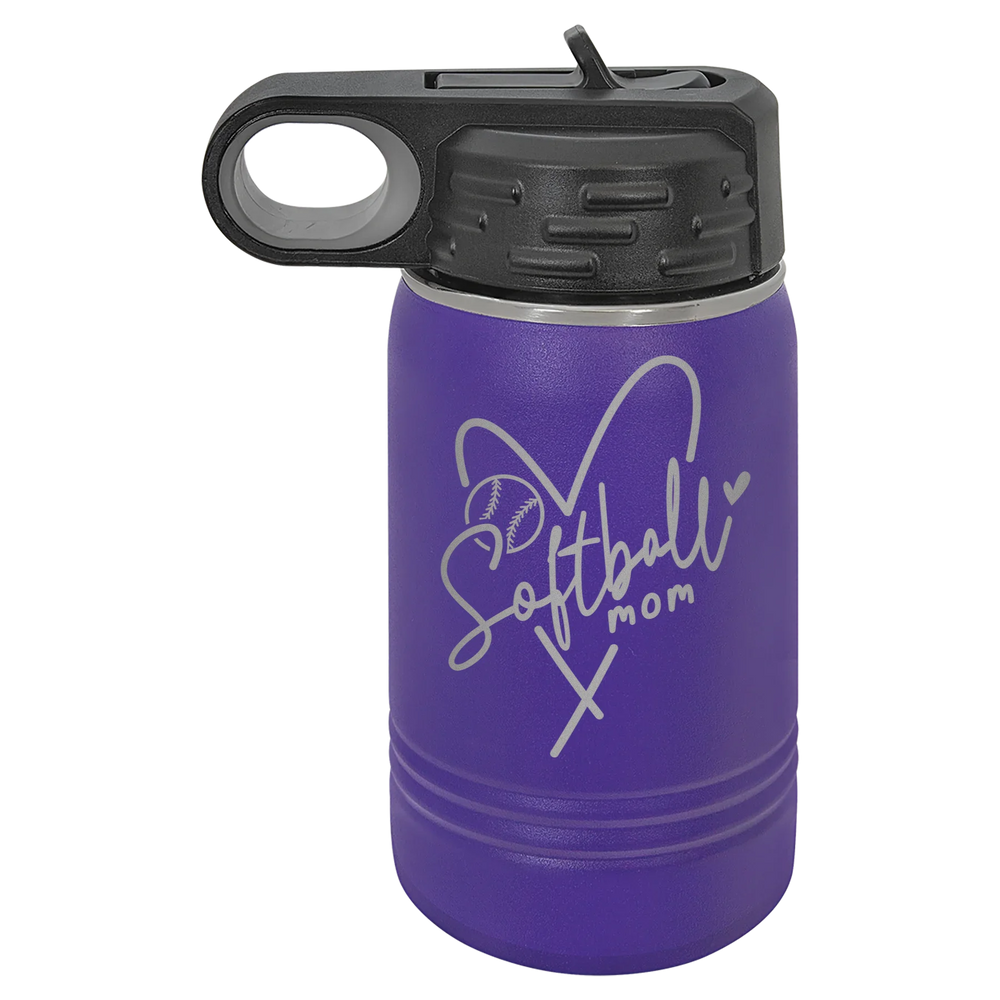 Softball Mom Heart - Polar Camel Water Bottle - Purple