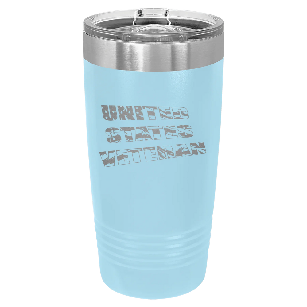 Flag Veteran - Polar Camel Ringneck Tumbler with Slider Lid - Light Blue