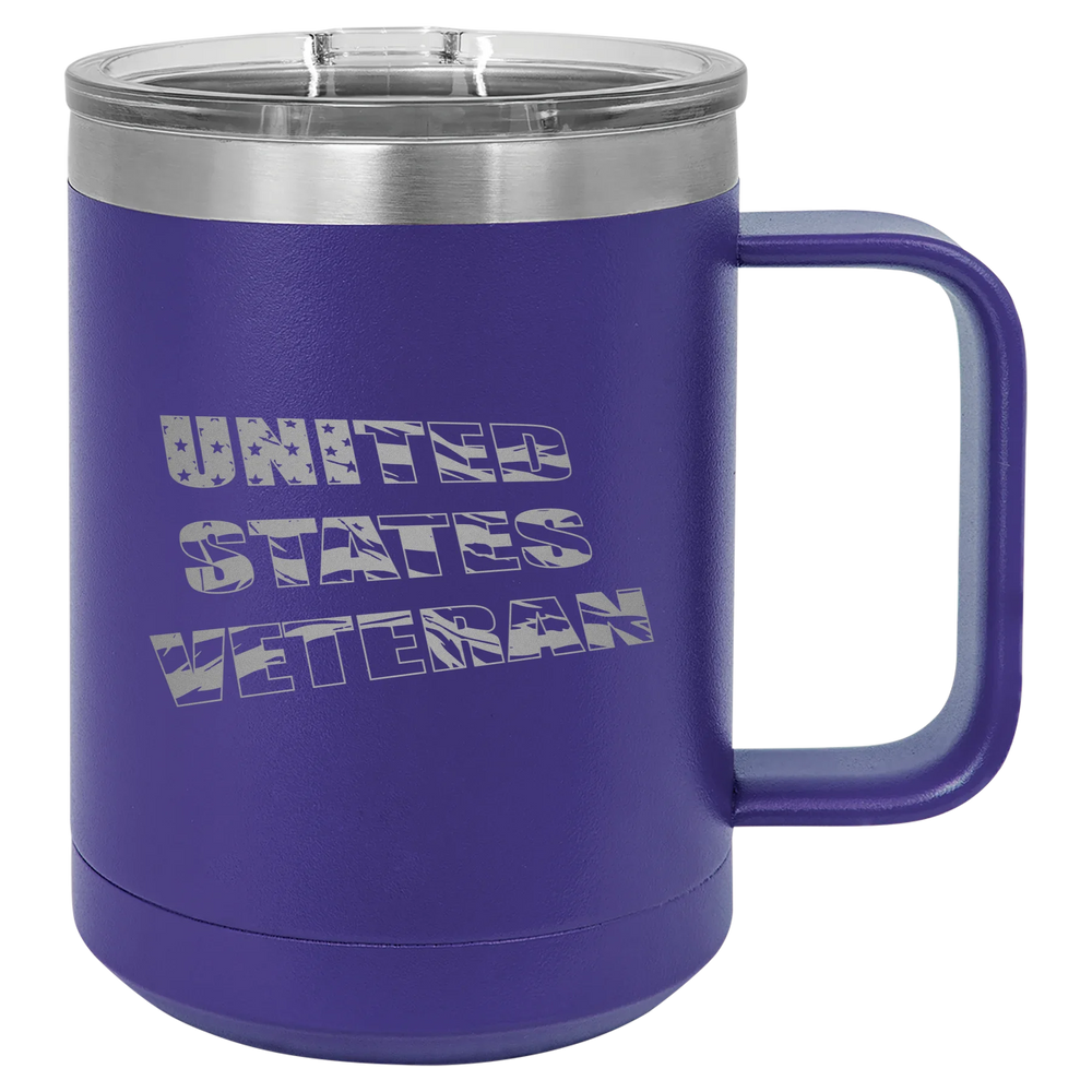 Flag Veteran - Polar Camel Vacuum Insulated Mug with Slider Lid - Purple
