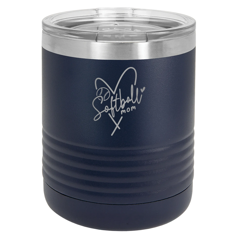 Softball Mom Heart - Polar Camel Tumbler with Standard Lid - Navy Blue