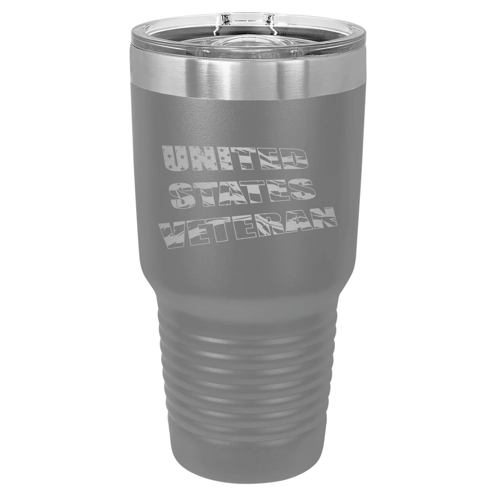Flag Veteran - Polar Camel Ringneck Tumbler with Slider Lid - Dark Gray