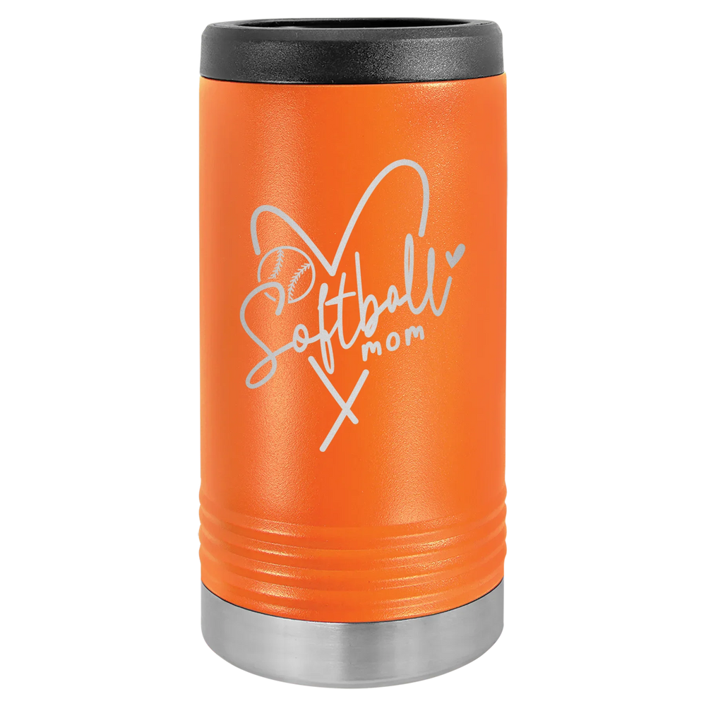Softball Mom Heart - Polar Camel Beverage Holder - Orange Slim