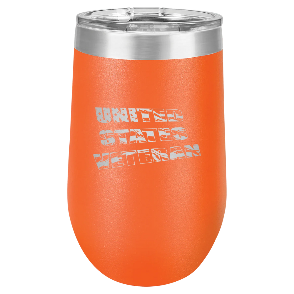 Flag Veteran - Polar Camel Stemless Tumbler with Lid - Orange Vacuum Insulated